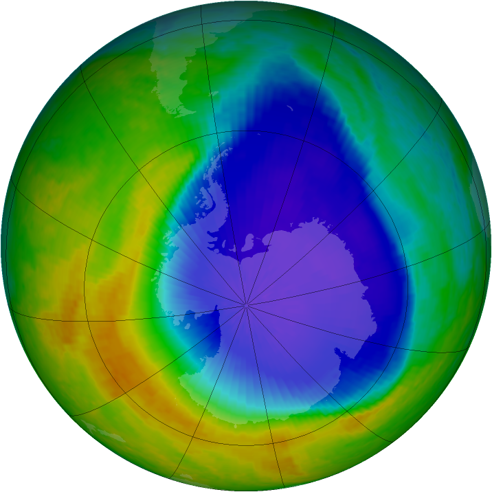 Antarctic ozone map for 26 October 2001